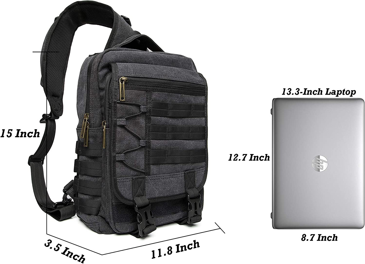 Nicgid Sling Bags Chest Shoulder Backpacks， 13.3'' 14.1'' Laptop Backpack Crossbody Messenger Bag Travel Outdoor Men Women - Image 6